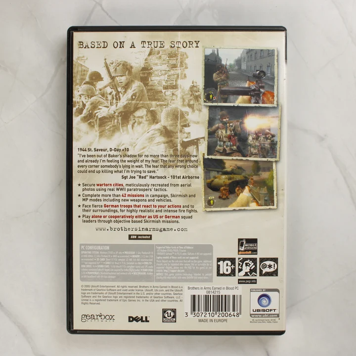 A Brothers in Arms: Earned in Blood PC-s játék hátoldala