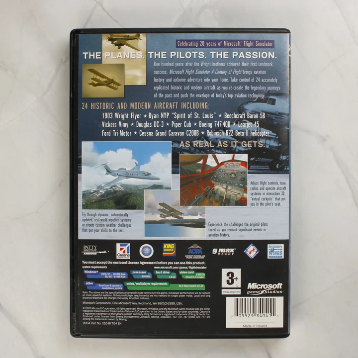 Microsoft Flight Simulator 2004 hátlap Microsoft Flight Simulator 2004 PC játék tokjának hátoldala