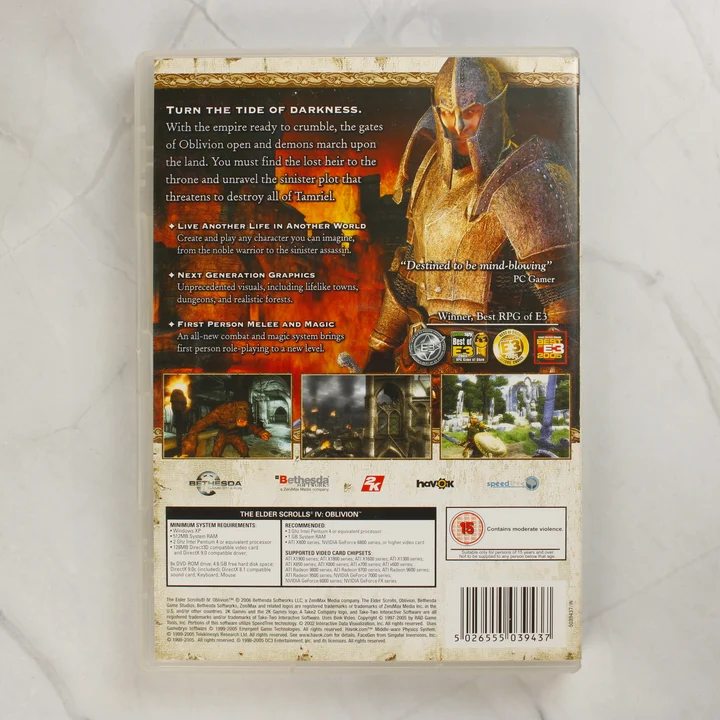 The Elder Scrolls IV: Oblivion PC játék hátlapja