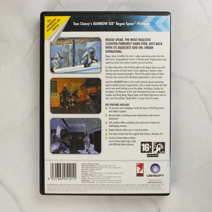 Tom Clancy's Rainbow Six: Rogue Spear Platinum Pack Edition PC játék hátoldala