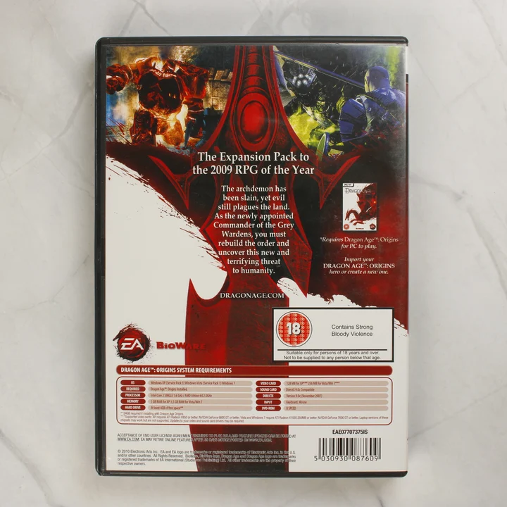 Dragon Age Origins Awakening PC játék hátoldala