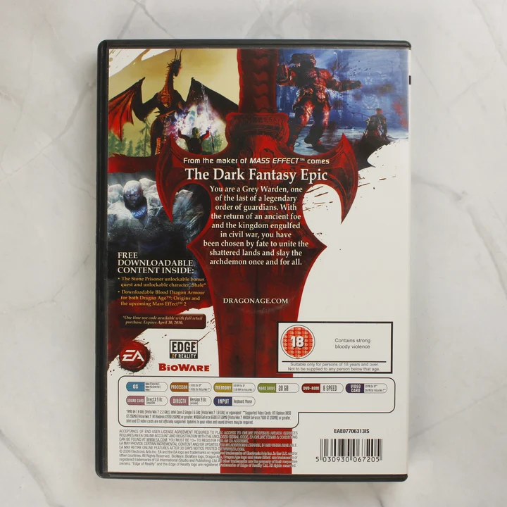 Dragon Age: Origins PC játék hátlapja