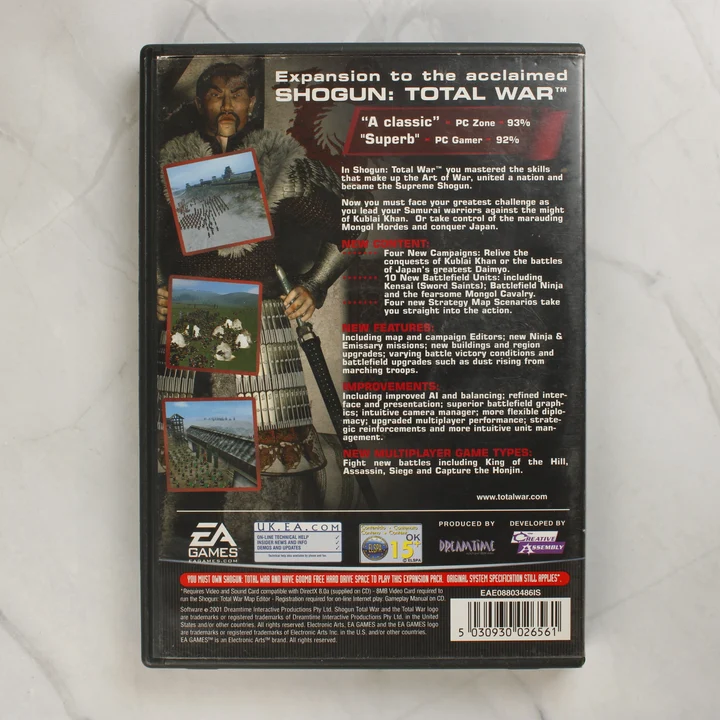 Shogun: Total War Mongol Invasion hátlap Shogun: Total War - The Mongol Invasion PC játék kiegészítő hátlapja