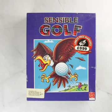 A Sensible Golf Amiga játék színes papírdoboza szemből