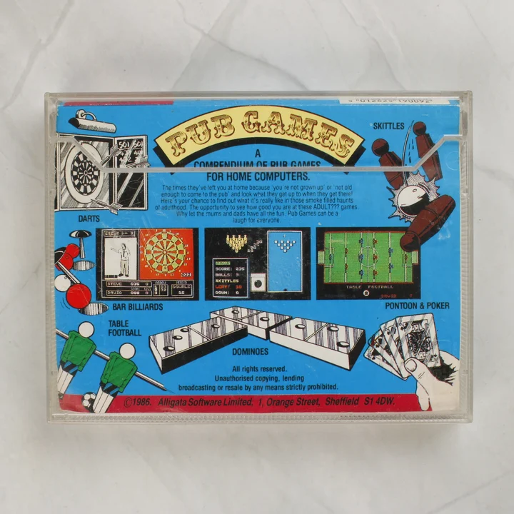 Pub Games ZX Spectrum játék hátoldala