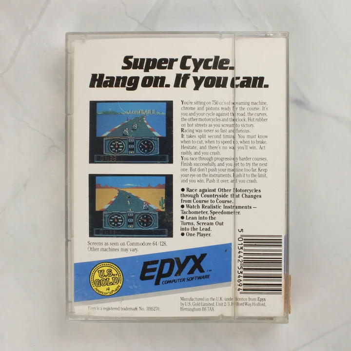 Super Cycle ZX Spectrum videójáték tokja hátulról