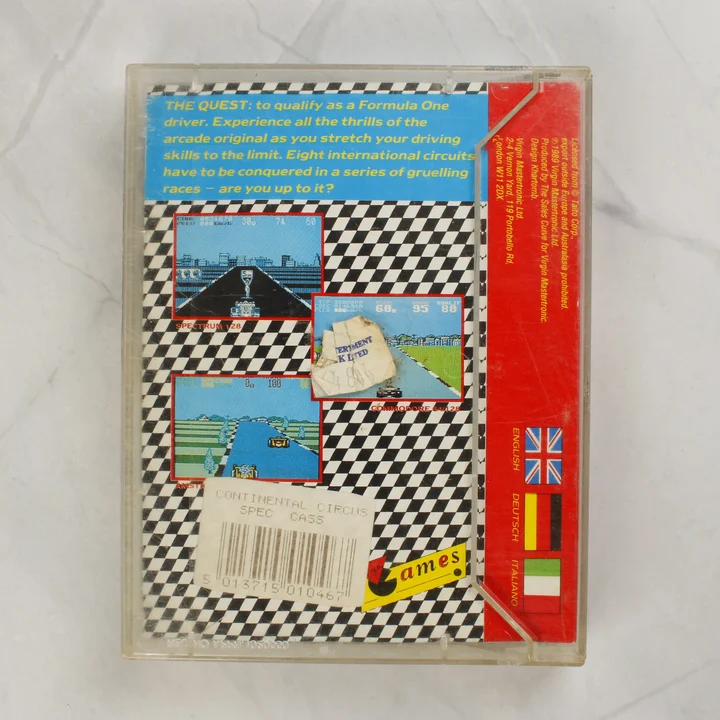 Continental Circus ZX Spectrum játék hátoldala