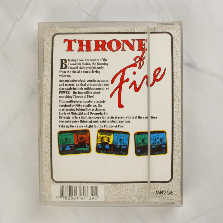 Throne of Fire ZX Spectrum játék kazetta tokban hátulnézetből