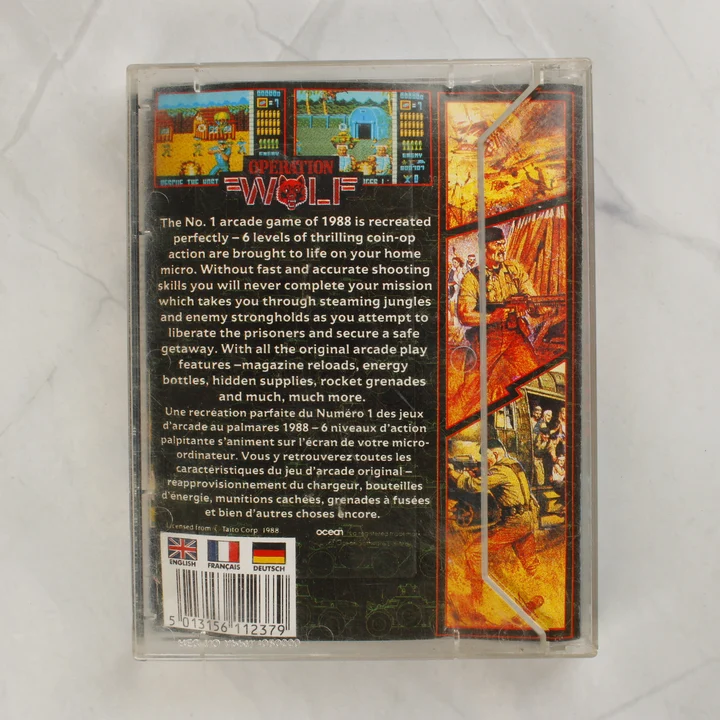Operation Wolf Amstrad CPC játék kazetta tokban hátulnézetből