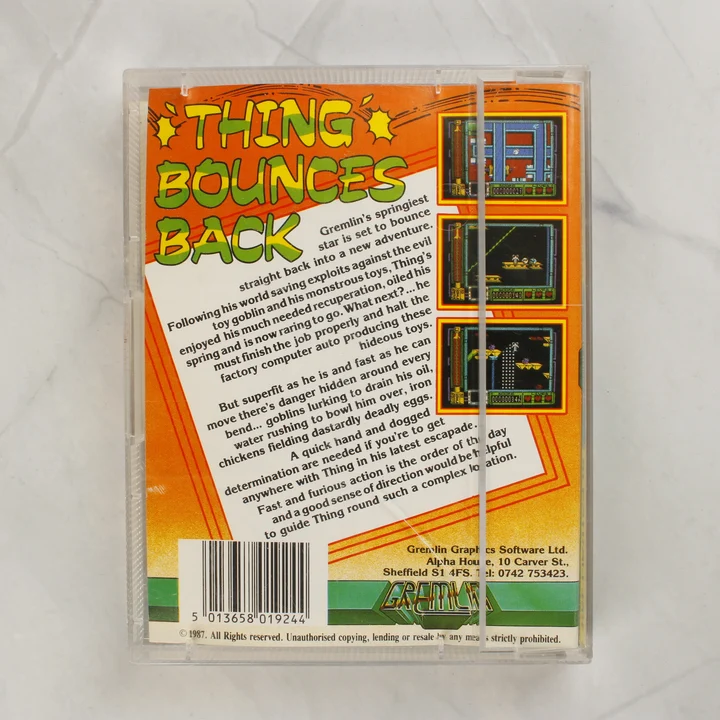 Thing Bounces Back ZX Spectrum játék hátlapja