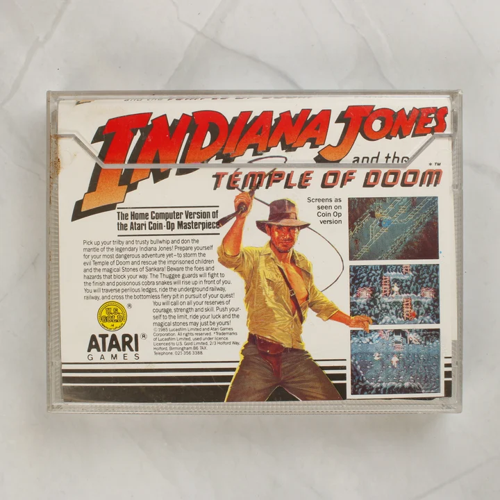 Indiana Jones and the Temple of Doom ZX Spectrum játék tokja hátulról