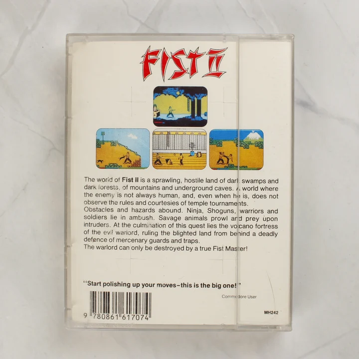 Fist II videójáték hátlapi borítója képernyőképekkel