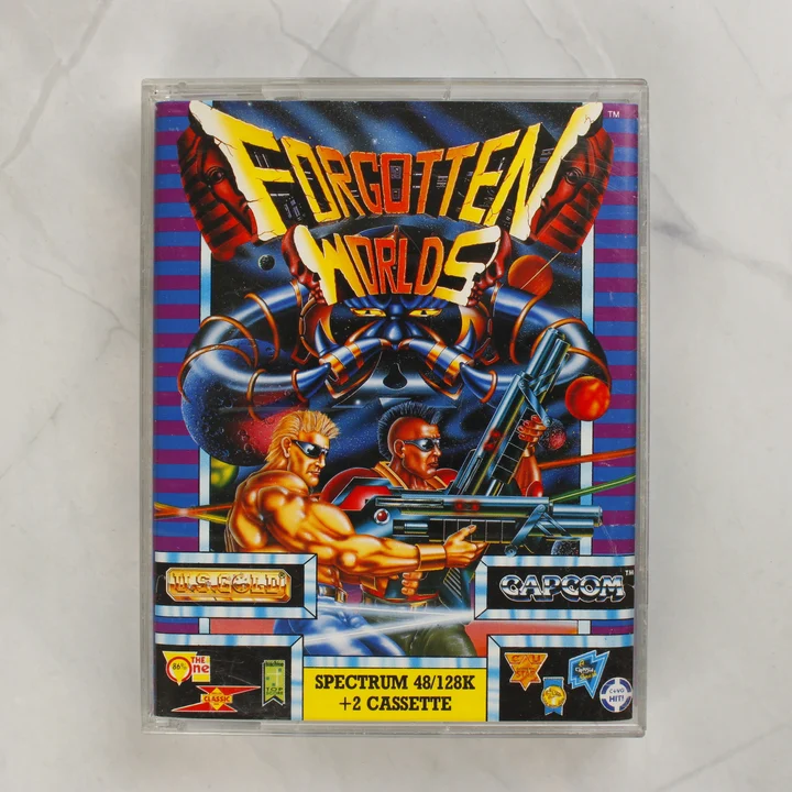 Forgotten Worlds ZX Spectrum játék kazetta tokban elölnézetből