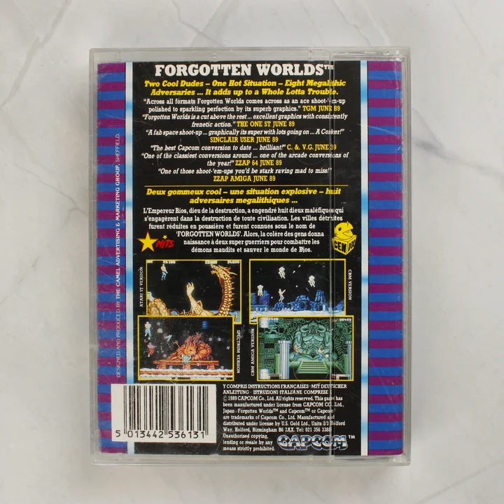Forgotten Worlds ZX Spectrum játék kazetta tokban hátulnézetből