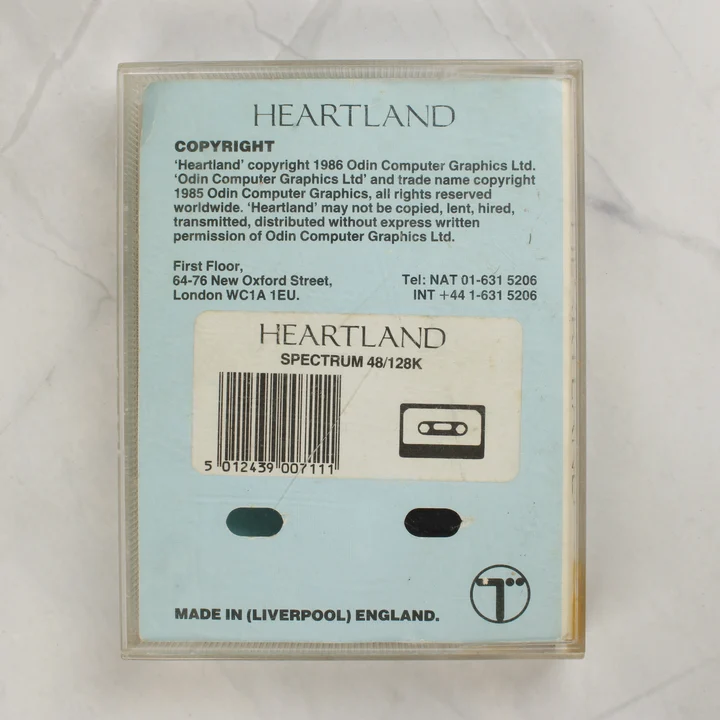 Heartland ZX Spectrum játék kazetta tok hátoldala