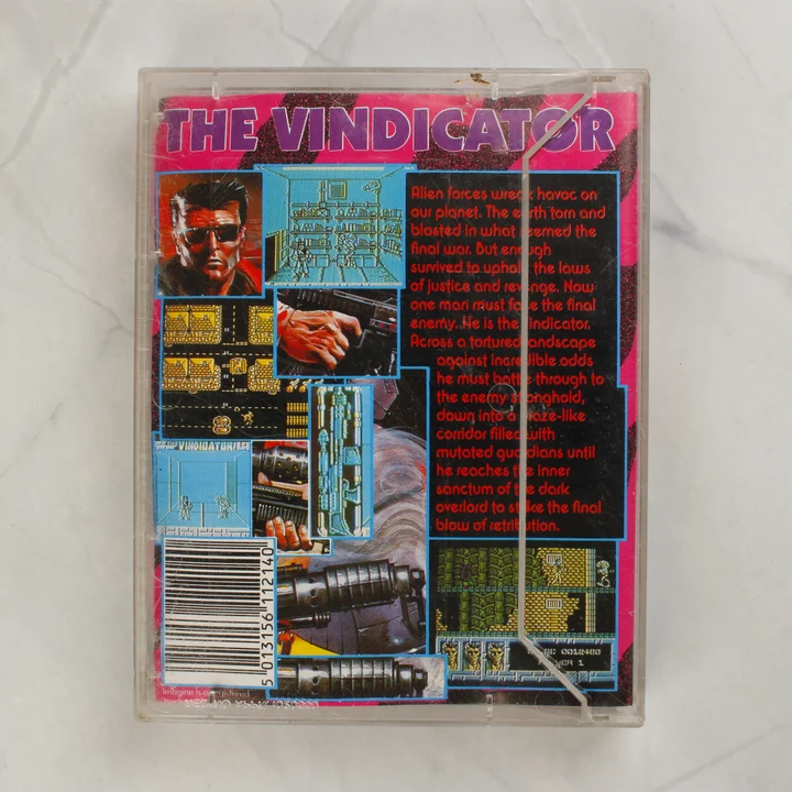 The Vindicator! ZX Spectrum játék kazetta tokban hátulnézetből
