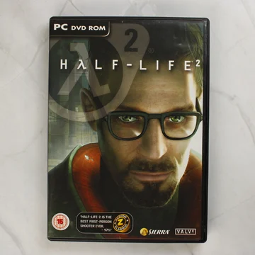 A Half-Life 2 PC-s videójáték előlapja Gordon Freeman képével.