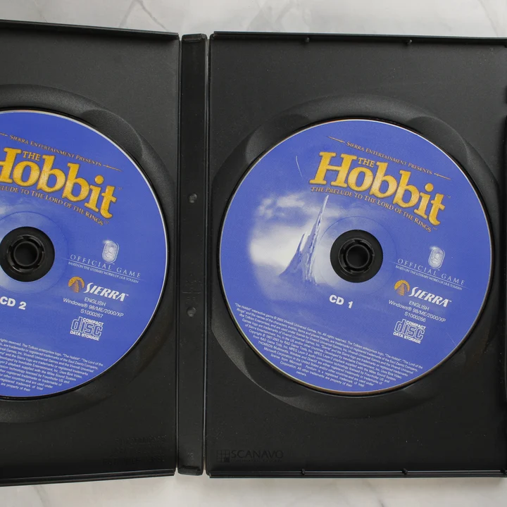 The Hobbit PC videójáték lemezei a tokban