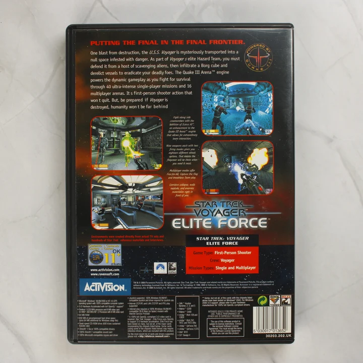 Star Trek Voyager Elite Force PC hátlap Star Trek Voyager Elite Force PC játék hátlapja