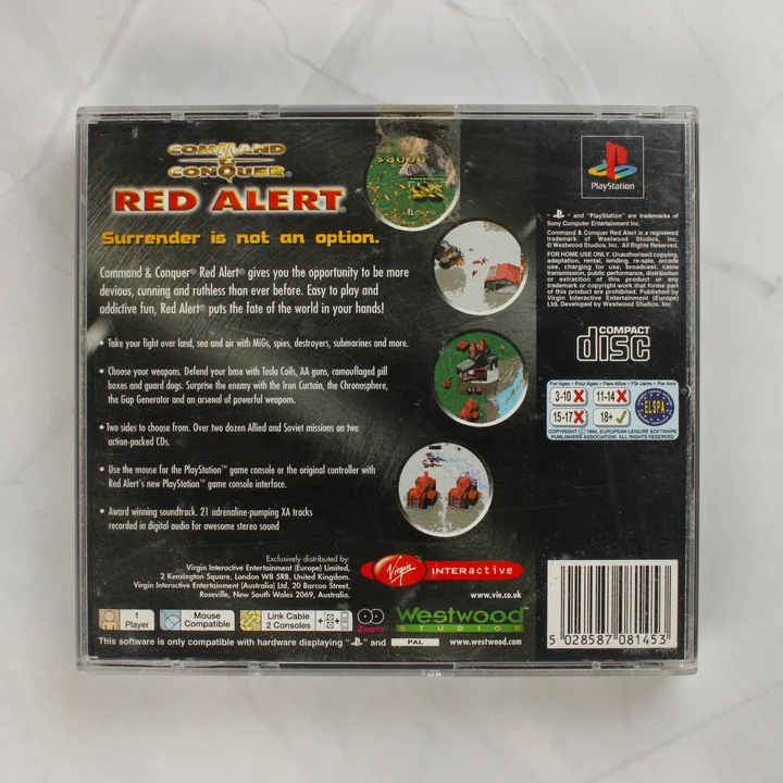 Command & Conquer: Red Alert PlayStation játék hátlapja