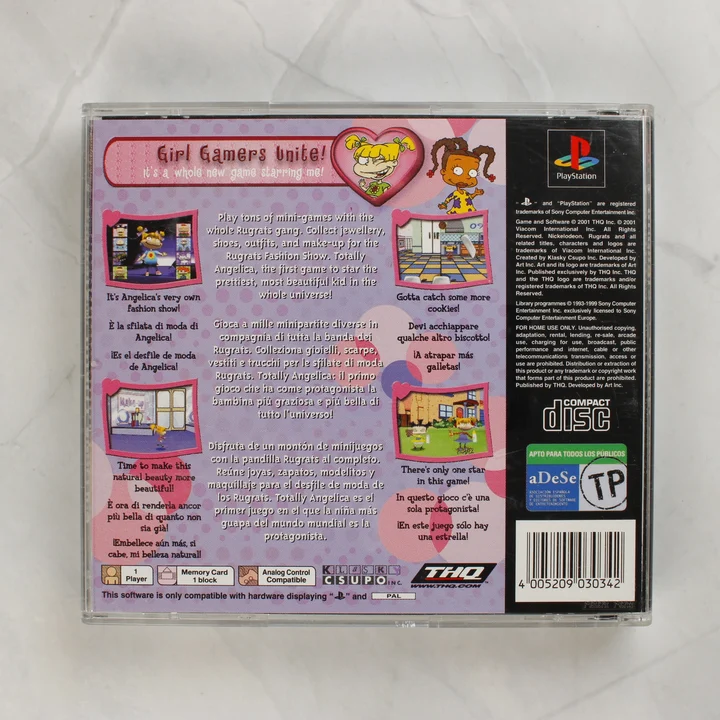 Rugrats: Totally Angelica PlayStation játék hátsó borítója