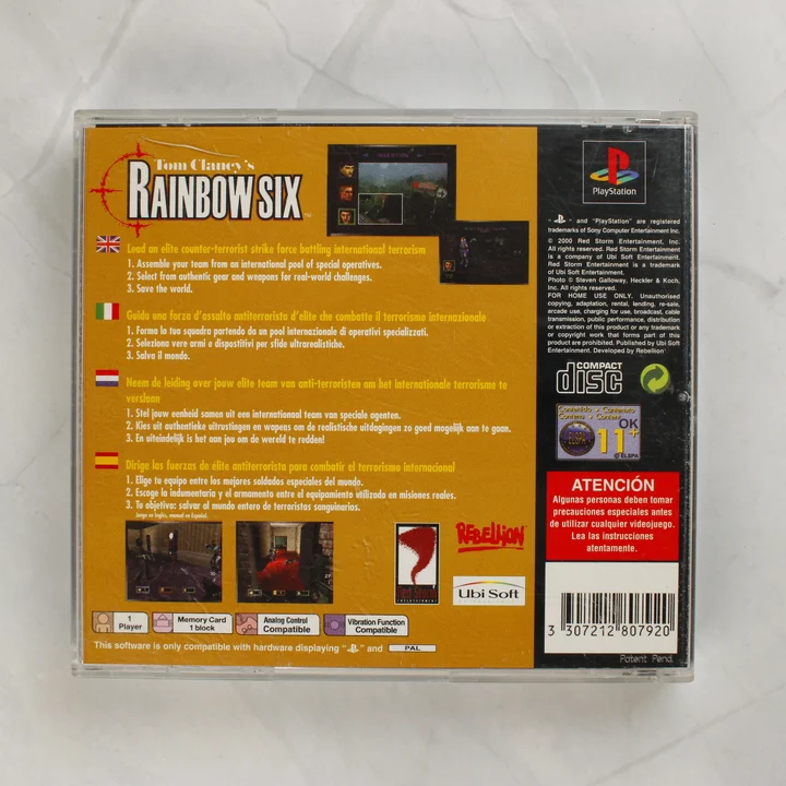 Tom Clancy's Rainbow Six PlayStation játék hátlapja