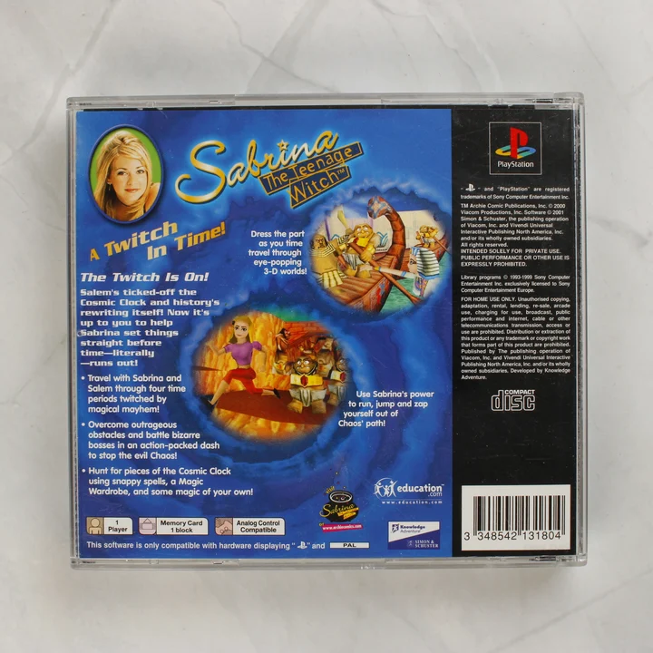Sabrina The Teenage Witch: A Twitch In Time! PlayStation játék hátoldala