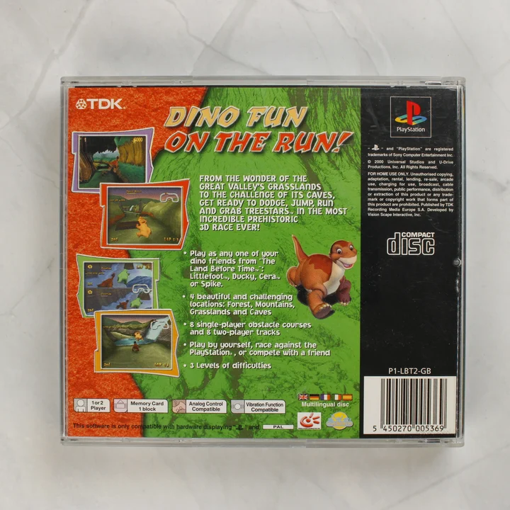 The Land Before Time Racing Adventure hátlap The Land Before Time: Racing Adventure PlayStation játék hátlapja