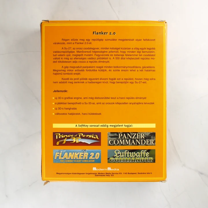 Flanker 2.0 videójáték dobozának hátoldala magyar nyelvű leírással