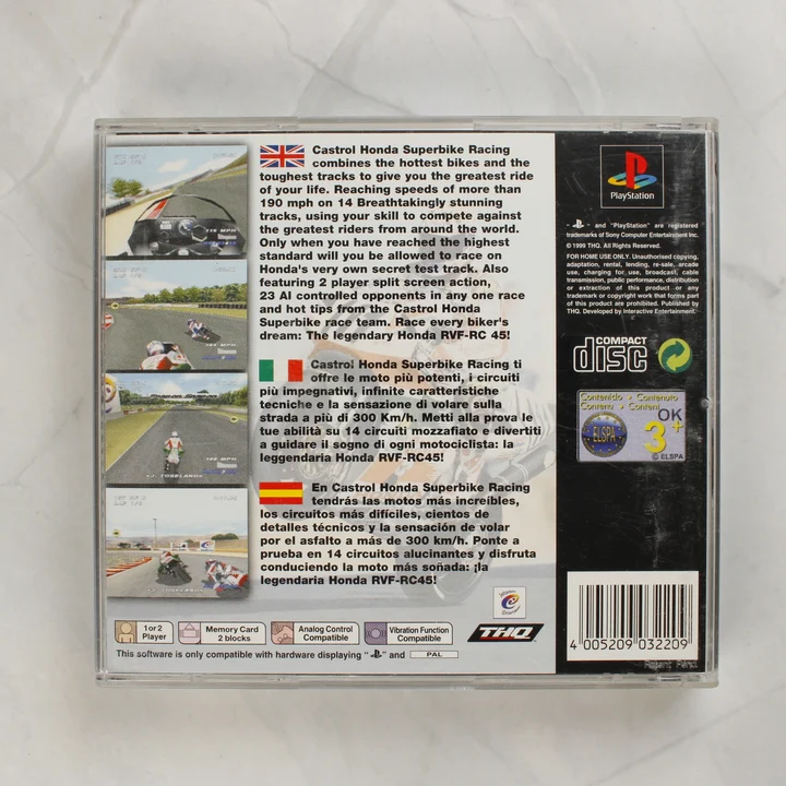 Castrol Honda Superbike Racing PlayStation játék tokja hátulról