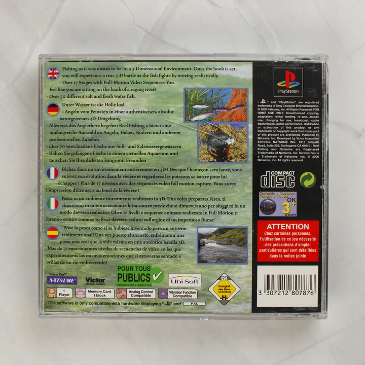 Reel Fishing II PlayStation játék tokja hátulról