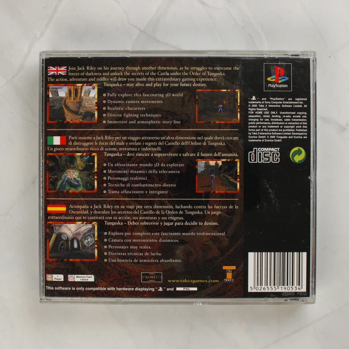 Tunguska: Legend of Faith PlayStation játék tokja hátulról