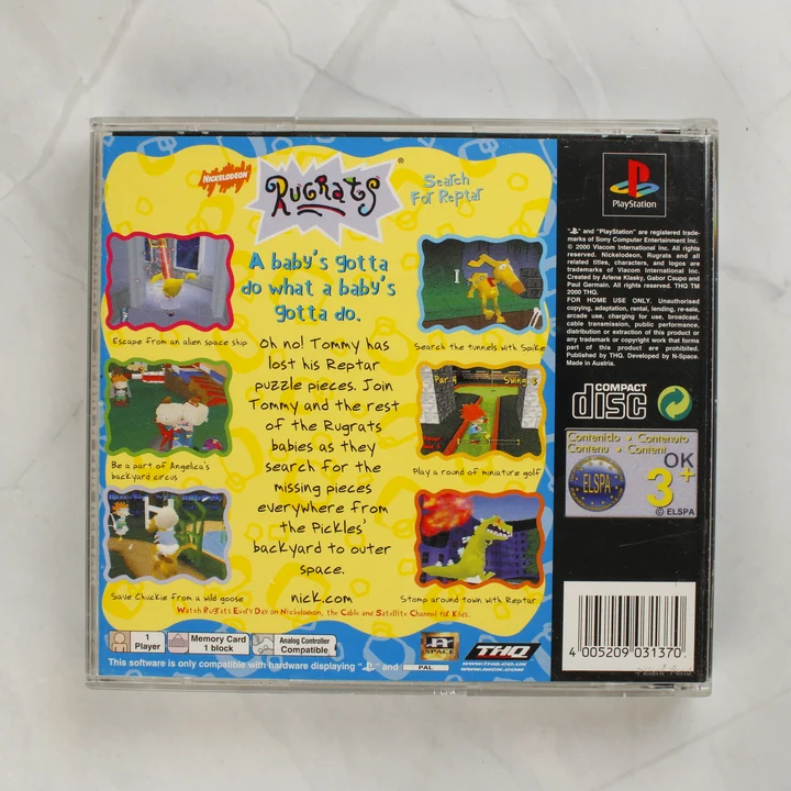 Rugrats: Search for Reptar PlayStation játék tokja hátulról