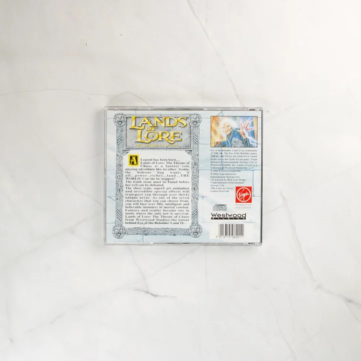 Lands of Lore CD-tok hátoldala vonalkóddal