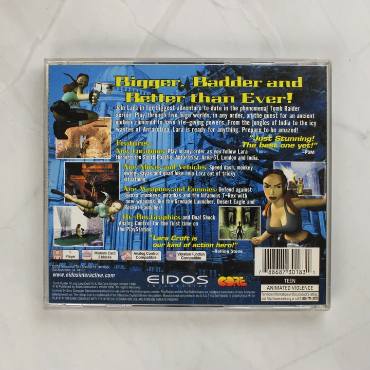 Tomb Raider III PlayStation játék hátlapja