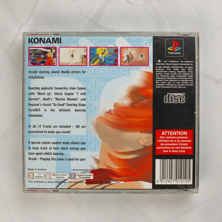 Dancing Stage EuroMIX PlayStation játék hátlapja