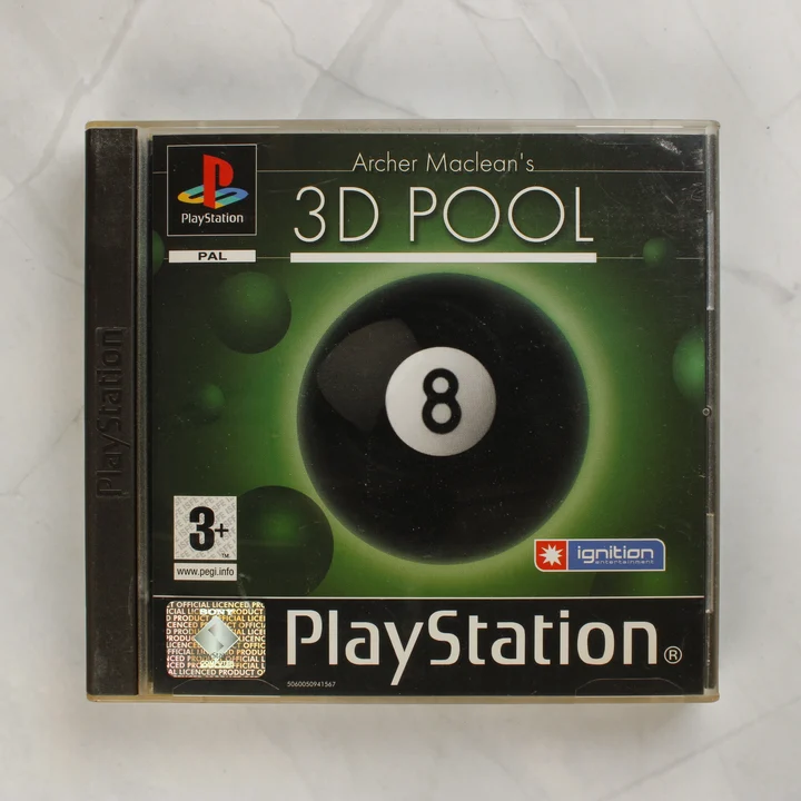 Archer Maclean's 3D Pool PlayStation játék tokja elölről
