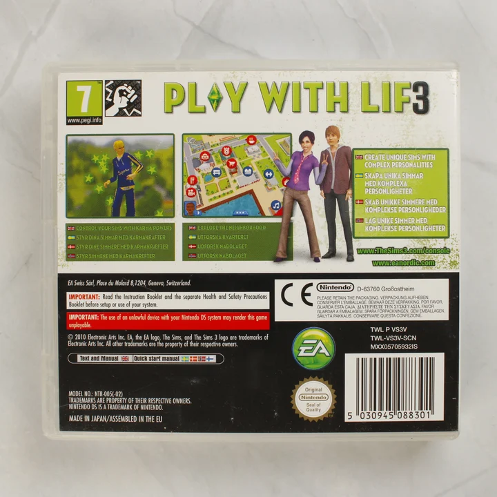 The Sims 3 Nintendo DS játék hátlapi borítója