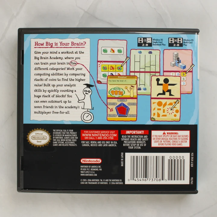 Big Brain Academy Nintendo DS játék hátoldala