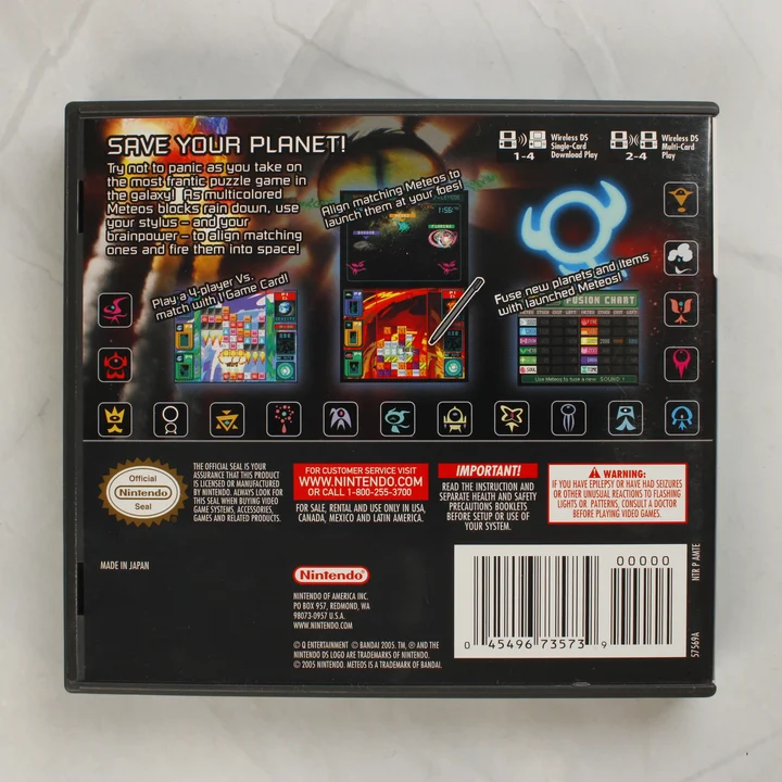 Meteos Nintendo DS játék hátoldala vonalkóddal