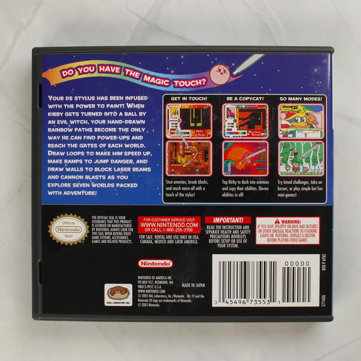 Kirby Canvas Curse Nintendo DS játék tokjának hátlapja