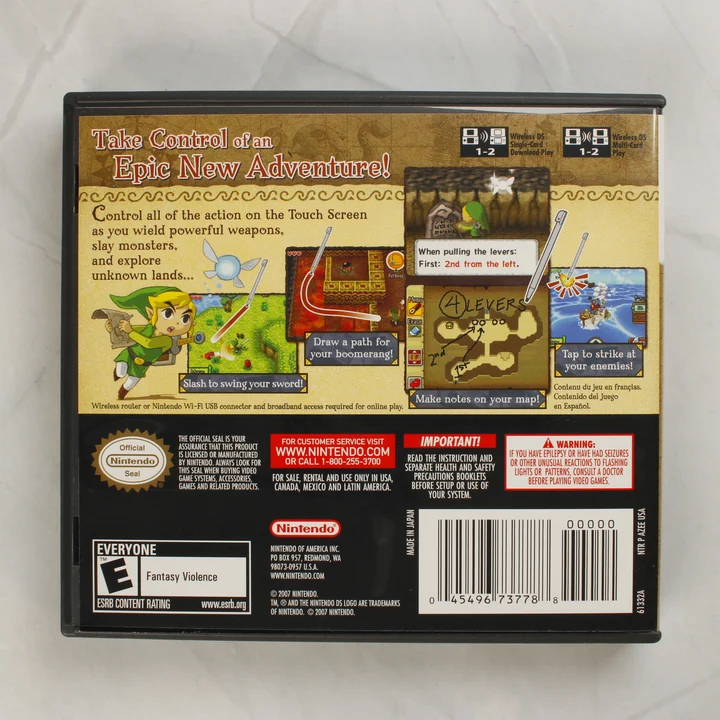 The Legend of Zelda: Phantom Hourglass Nintendo DS játék tokjának hátlapja