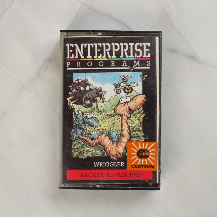 Wriggler Enterprise videójáték kazetta tokban elölnézetből