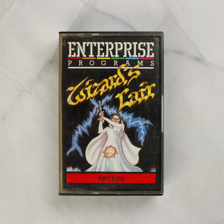 Wizard's Lair Enterprise videójáték kazetta tokja elölről