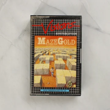 Maze Gold videójáték tokja elölről, rajta a labirintust ábrázoló grafikával.