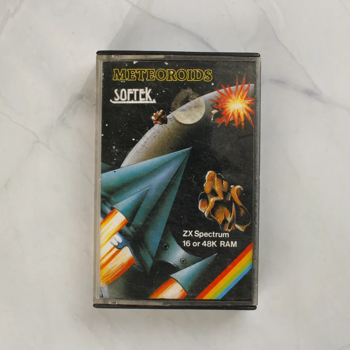 Meteoroids ZX Spectrum videójáték kazetta tokban