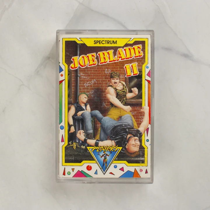 Joe Blade II ZX Spectrum borító Joe Blade II ZX Spectrum videójáték kazetta tokban elölnézetből