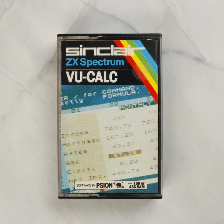 Sinclair ZX Spectrum VU-CALC szoftver kazetta tokban