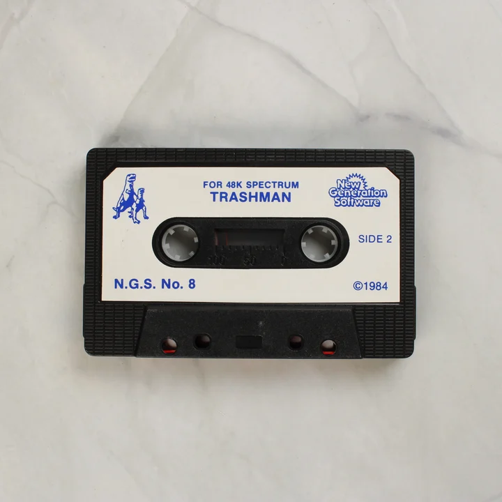 Trashman ZX Spectrum kazetta Trashman ZX Spectrum kazetta közelről