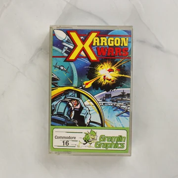 Xargon Wars Commodore 16 játék kazetta tokban elölnézetből